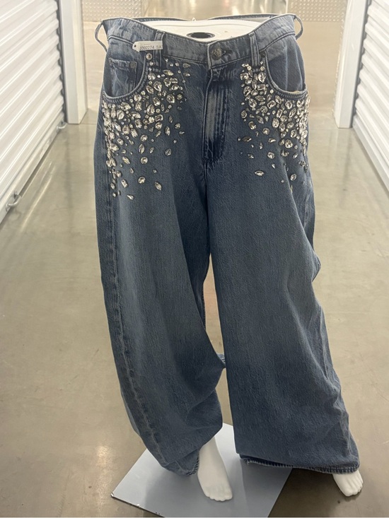 rag & bone Denim - RAG & BONE CRYSTAL RHINESTONE EMBELLISHED WIDE LEG JEANS SIZE 31